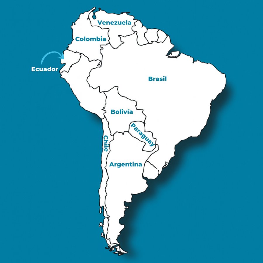 Mapa de Sudamérica señalando Ecuador